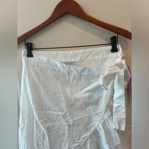 Vince Camuto Ruffle Detail Cotton Wrap Midi Skirt in Ultra White NWT - Picture 6 of 14